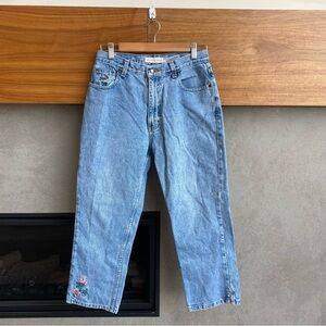 90’ Vintage Bugle Boy jeans with embroidered flowers, Size 6